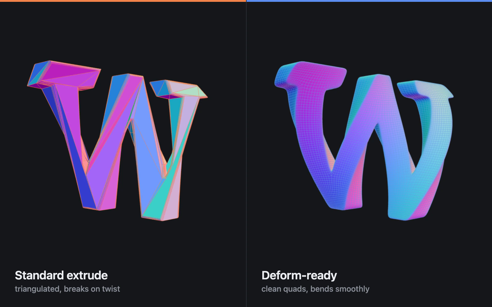 Deform-ready 3D Font